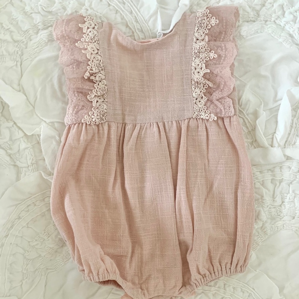 Miss Rose Sister Violet Lace Romper